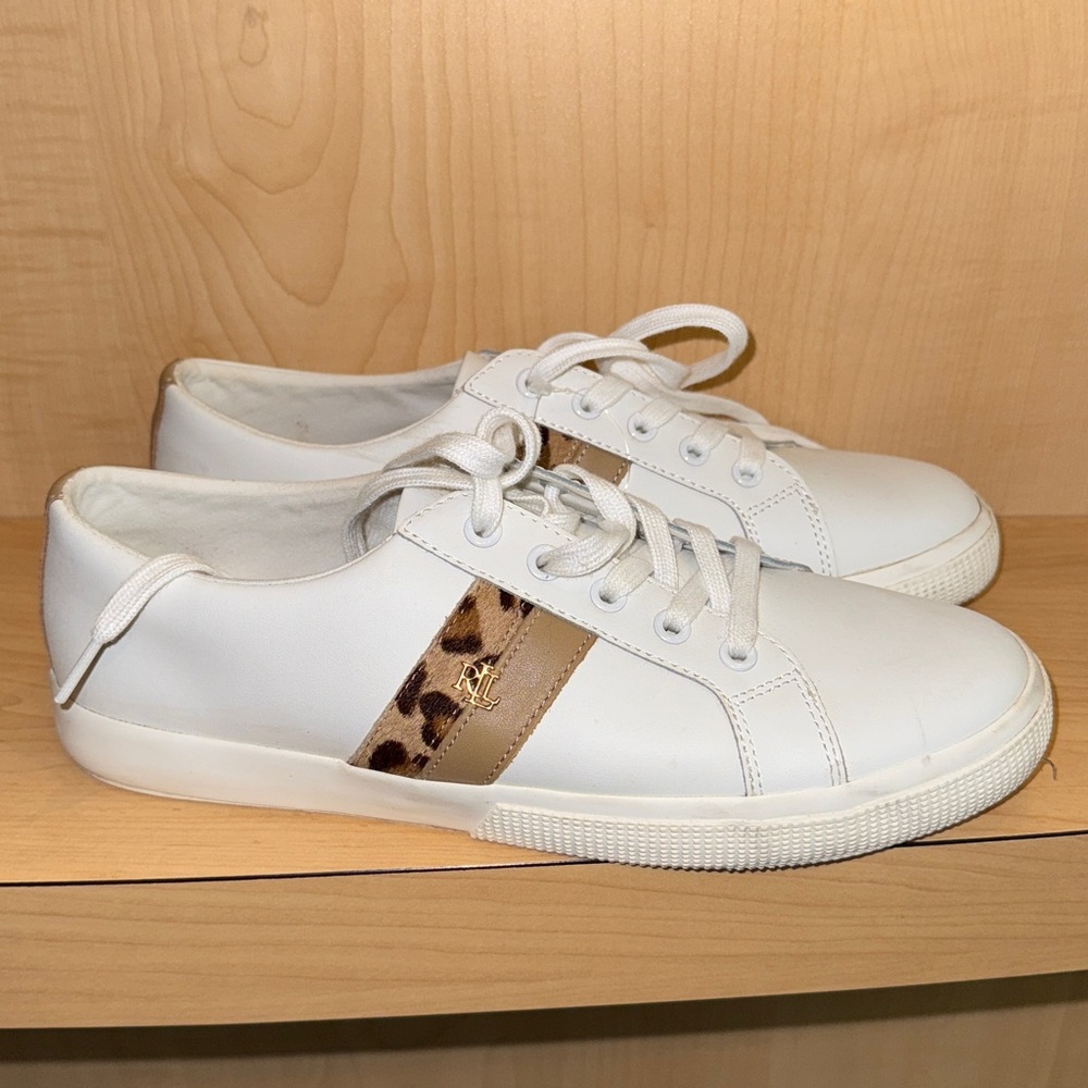 Ralph Lauren White Sneakers with Gold Accents